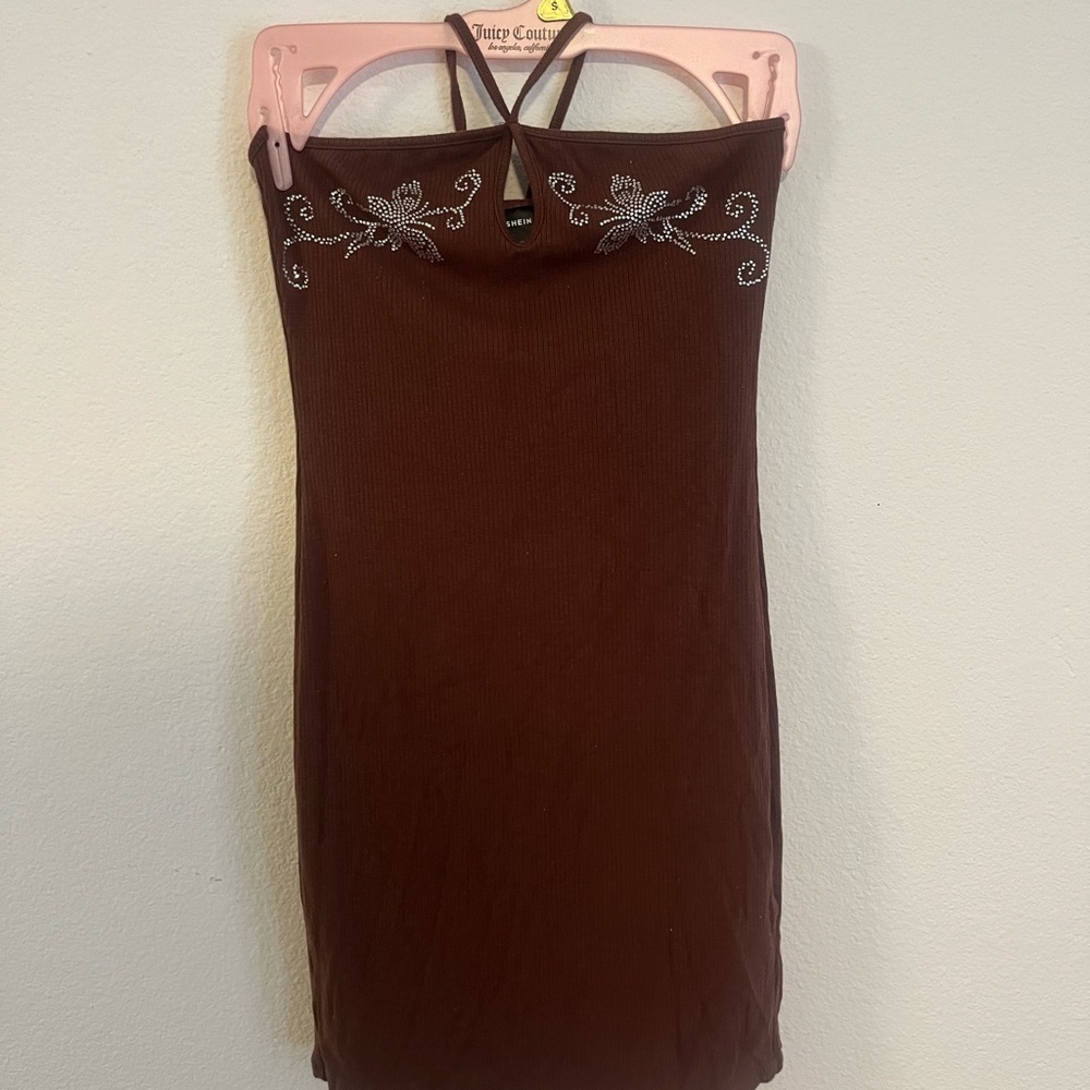 SHEIN Brown Ribbed Dress